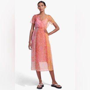 STAUD Filippa Illusion Floral A-Line Wrap Dress. Size S. Never worn!
